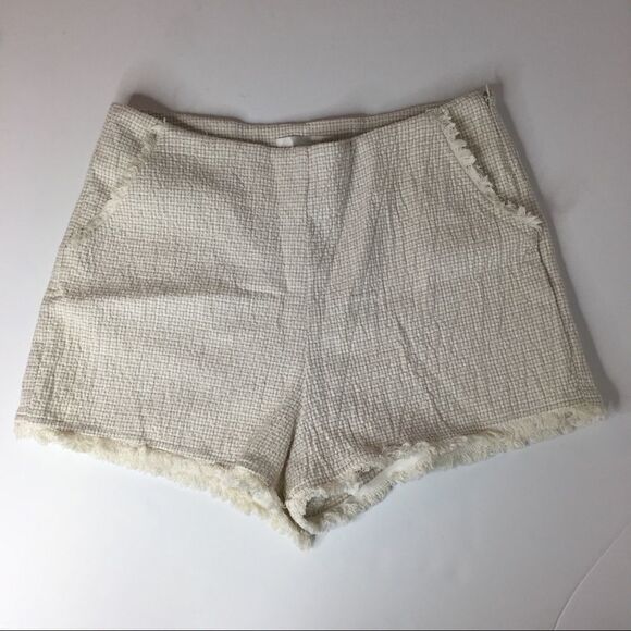J.O.A. Sz L Tweed Beige Shorts NWT - Picture 1 of 5